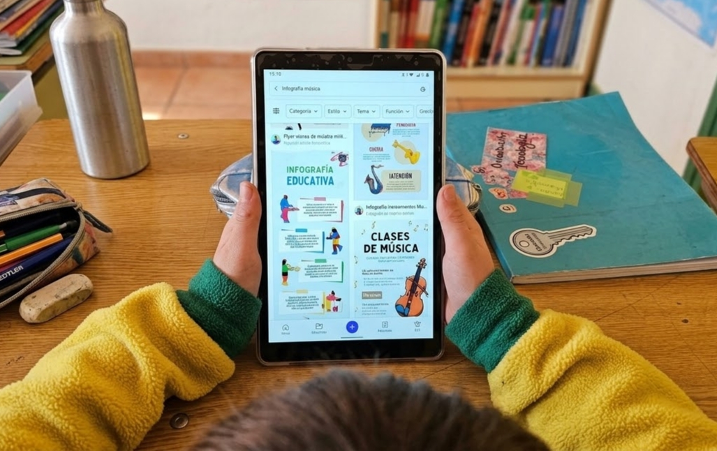Estudiante aprendiendo a usar herramientas digitales guiadas