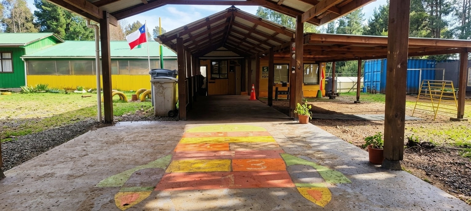 Pasillo exterior del colegio
